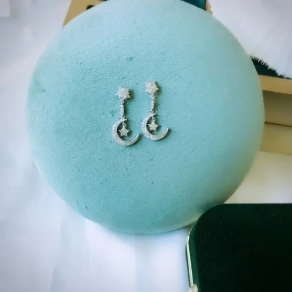 COPY - Sterling Silver Moon & Star dangle Earrings - Picture 5 of 5